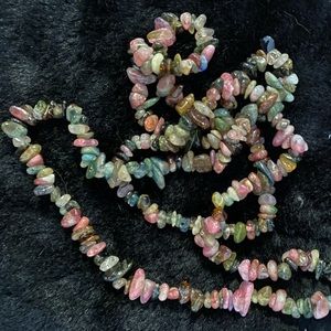 Rainbow tourmaline chip bead strand.